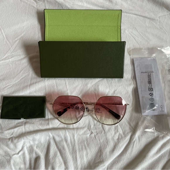 Longchamp Geometric Round Pink Gradient Silver Sunglasses New in Box - Picture 3 of 3